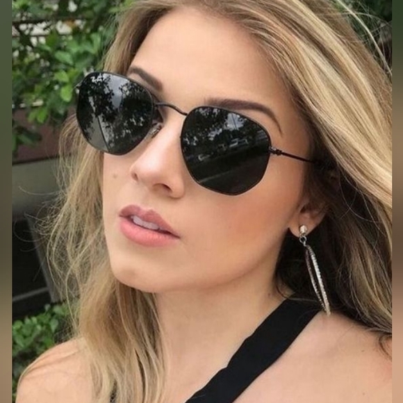 LIKE NEW RayBan Hexagonal RB3548 Black Ray ban Sunglasses - Picture 12 of 13